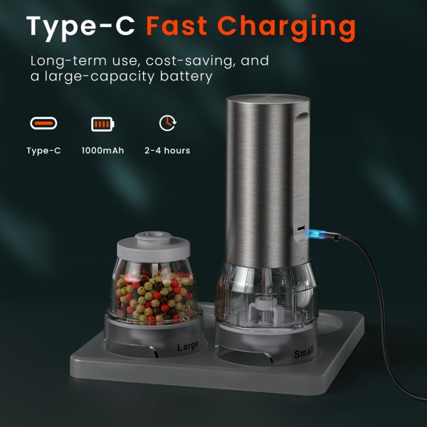 Rechargeable Electric Salt and Pepper Grinder Set