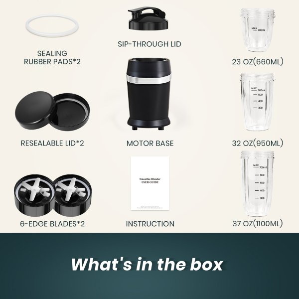 Black Personal Blender for Juice, Shakes and Smoothies