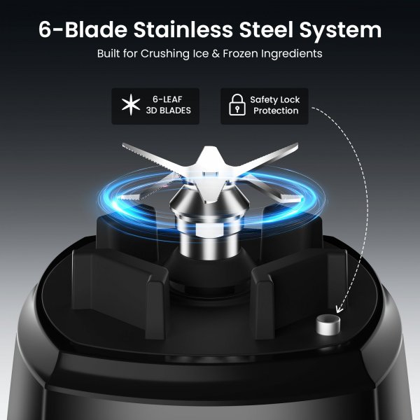 Odiforgo 1800W Professional High-Speed Countertop Blender for Smoothie & Ice Crushing (Black)