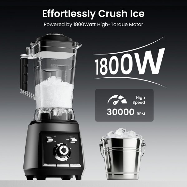 Odiforgo 1800W Professional High-Speed Countertop Blender for Smoothie & Ice Crushing (Black)
