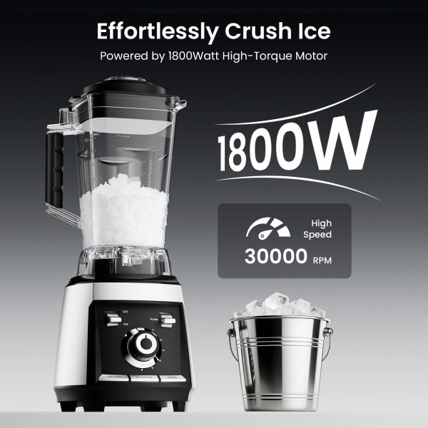 Odiforgo 1800W Professional High-Speed Countertop Blender for Smoothie & Ice Crushing (Silver)